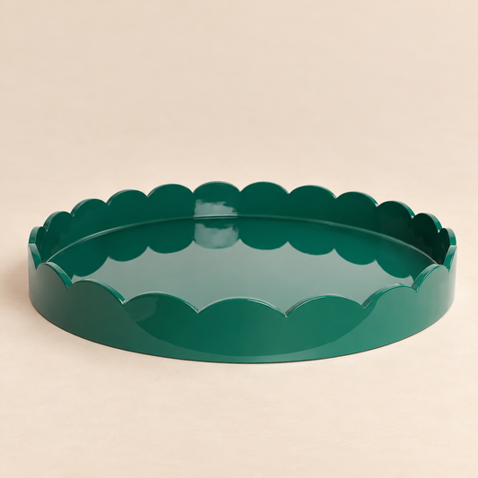 Scalloped Round Large Tray Racing Green
