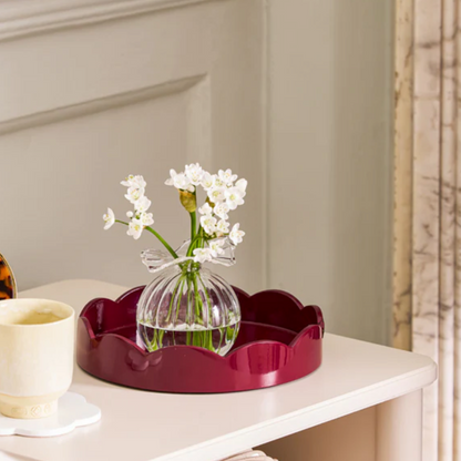 Scalloped Small Round Tray Cherry