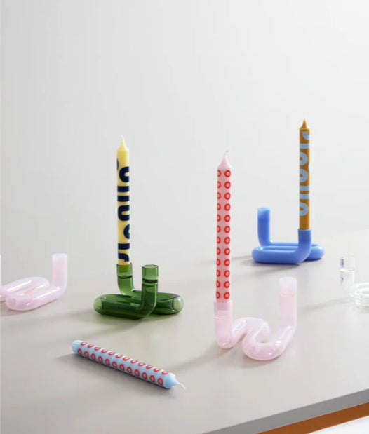 Wave Candle Holder Milky Blue