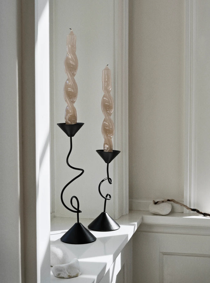 Black Swirly Candle Holder Small