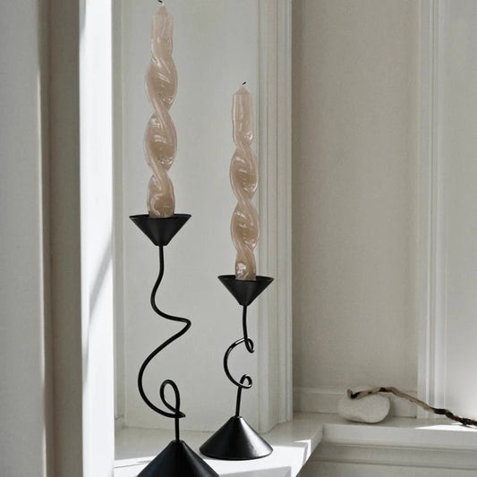 Black Swirly Candle Holder Small