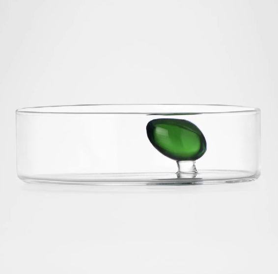 Clear Little Bowl with Green Olive
