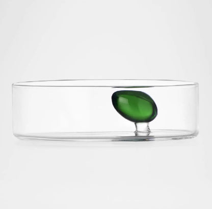Clear Little Bowl with Green Olive