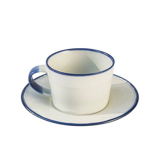 Coffee Cup with Saucer Blue Line