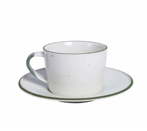Coffee Cup with Saucer Green Line