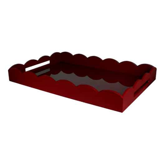 Scalloped Large Tray Burgundy