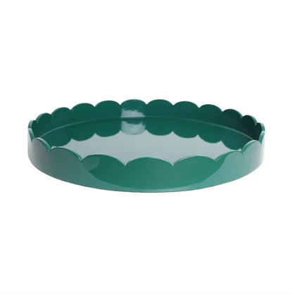 Scalloped Round Large Tray Racing Green