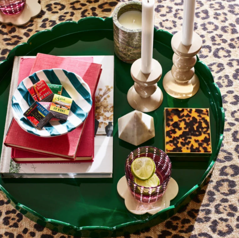 Scalloped Round Large Tray Racing Green