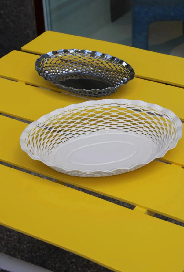 Bread Basket Large Creme White