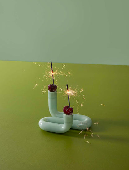 Wave Candle Holder Milky Jade