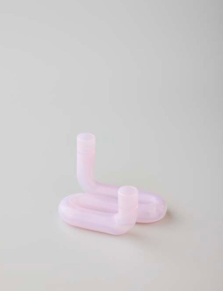 Wave Candle Holder Milky Rose