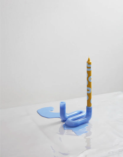 Wave Candle Holder Milky Blue