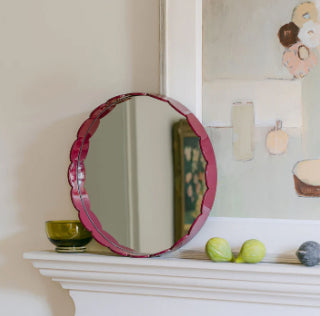 Scalloped Mirror Burgundy