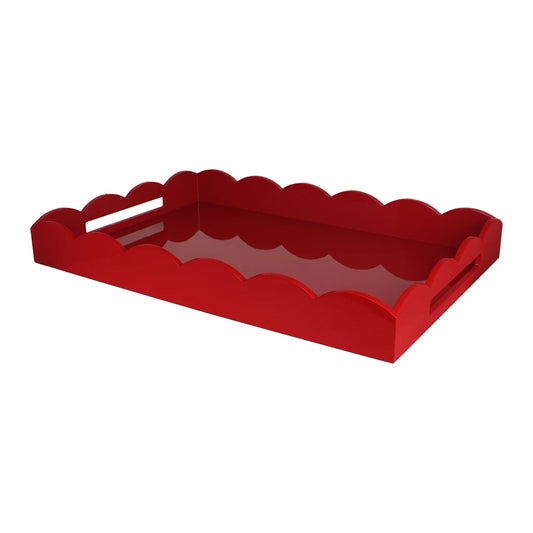 Scalloped Large Tray Burgundy