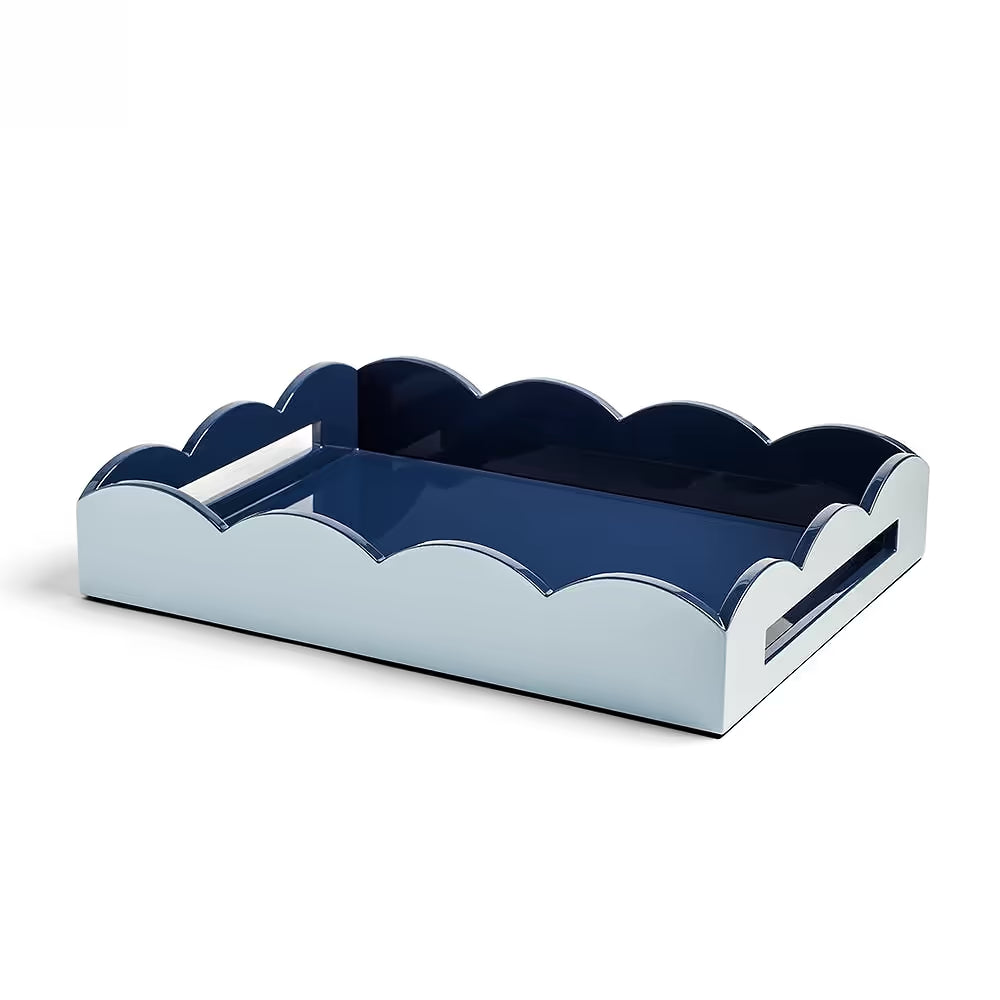 Scalloped Tray Medium Pale Denim & Navy