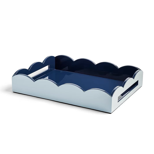 Scalloped Tray Medium Pale Denim & Navy