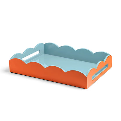 Scalloped Tray Medium Orange & Chambray