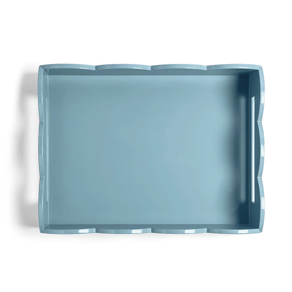 Scalloped Tray Medium Orange & Chambray