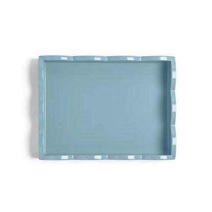 Scalloped Tray Orange & Chambray