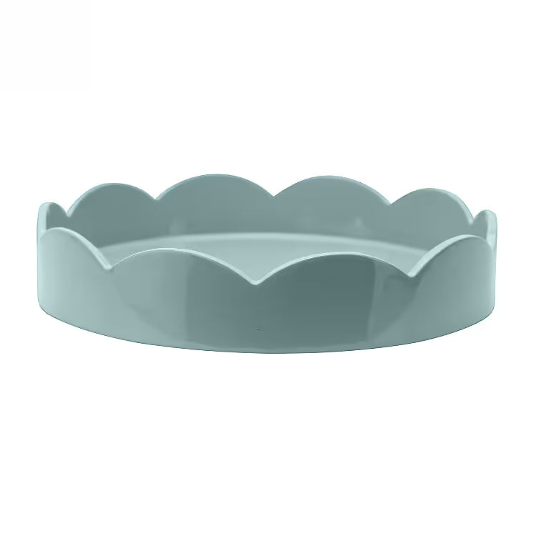 Scalloped Small Round Tray Pale Denim