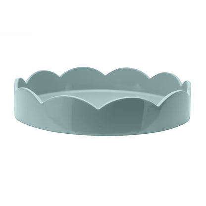 Scalloped Small Round Tray Pale Denim