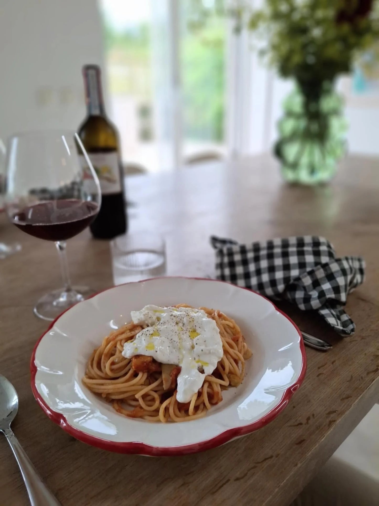 Pasta Plate Red Line