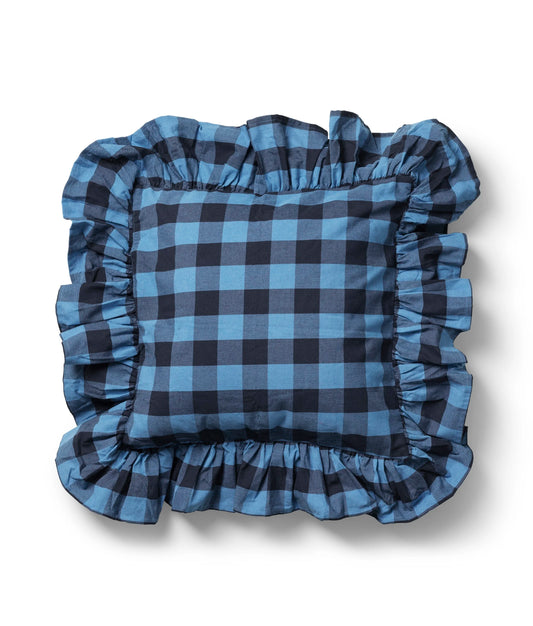 Midnatt Frill Cushion Cover Blue