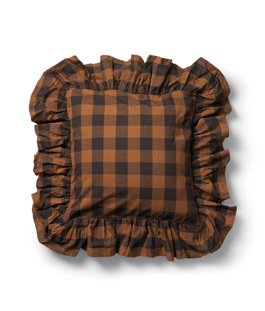 Midnatt Frill Cushion Cover Brown