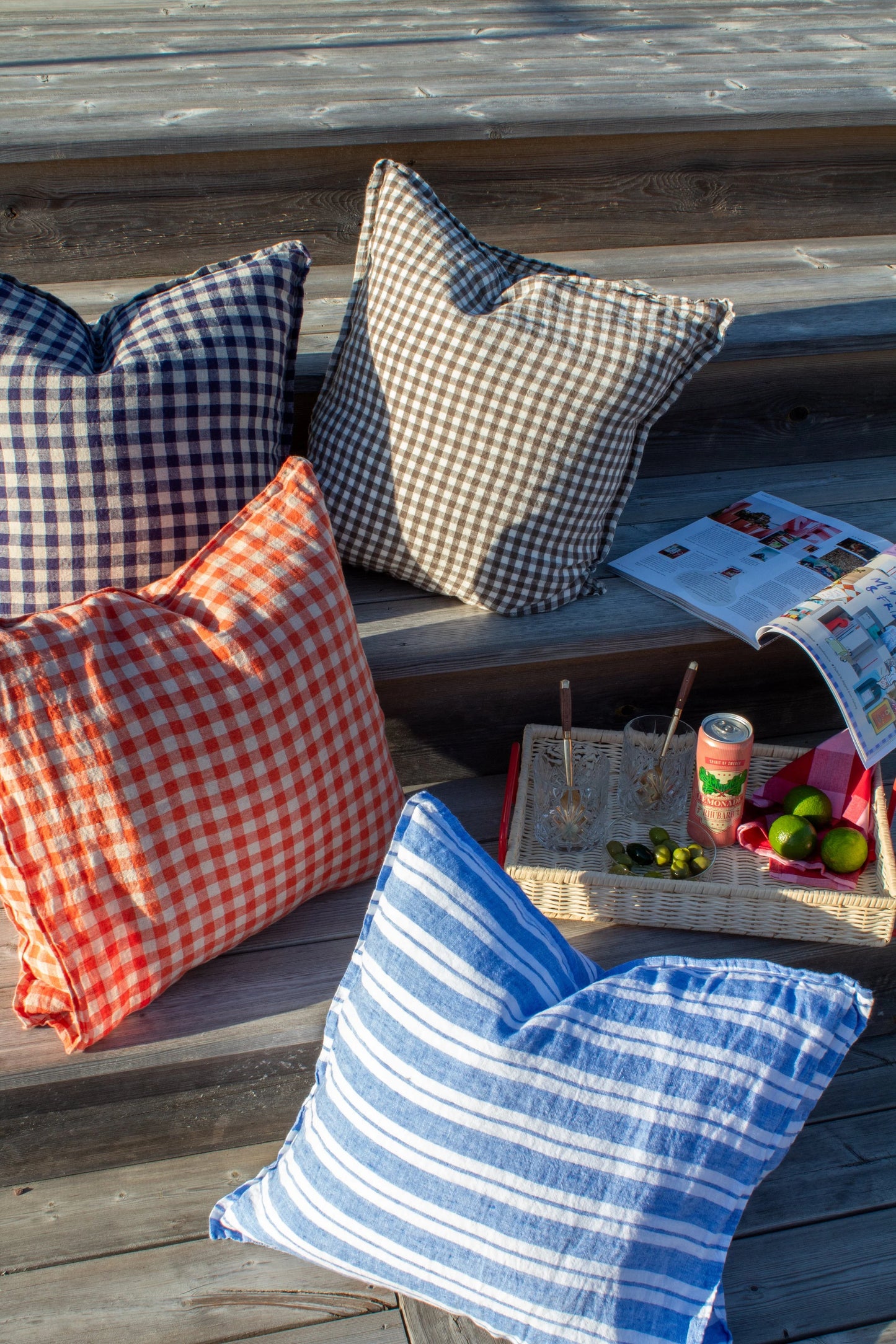 French Cushion Cover Brown Gingham