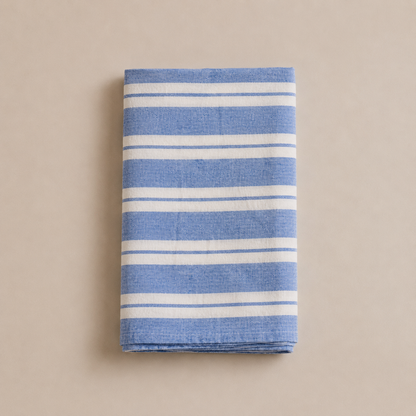 Kitchen Towel French Linen Large Blue Stripes