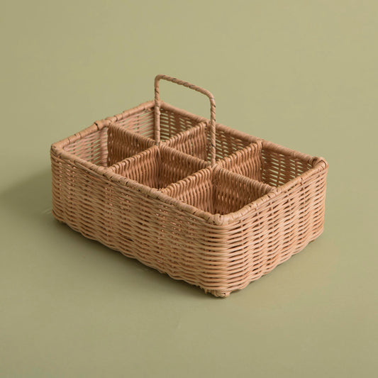 Rattan Six Compartment Caddy