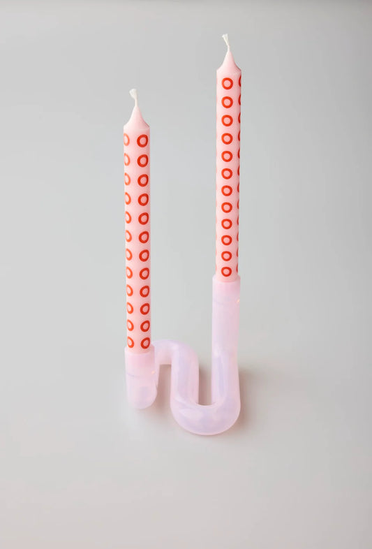 Wave Candle Holder Milky Rose