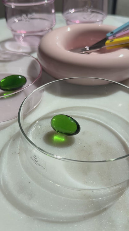 Clear Little Bowl with Green Olive