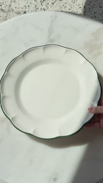 Dinner Plate Dark Green Line