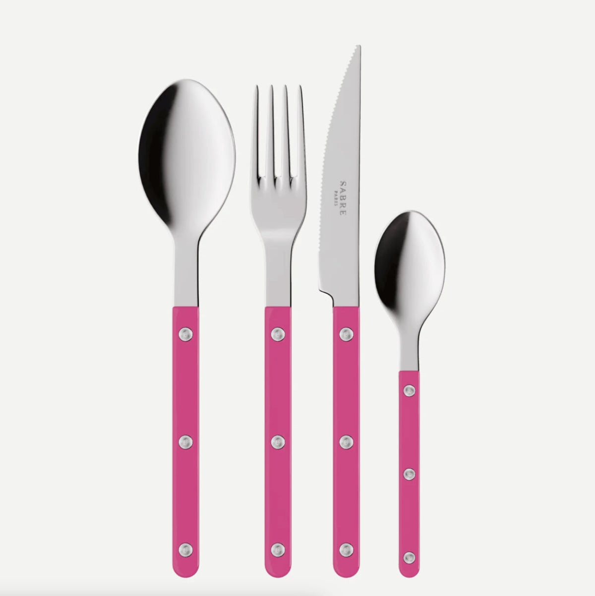 sabre bistrot bestickset hallonrosa mot vit bakgrund