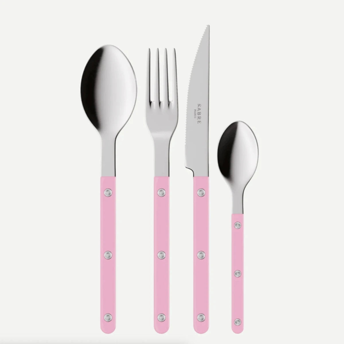 sabre bistrot bestickset i rosa färg mot vit bakgrund