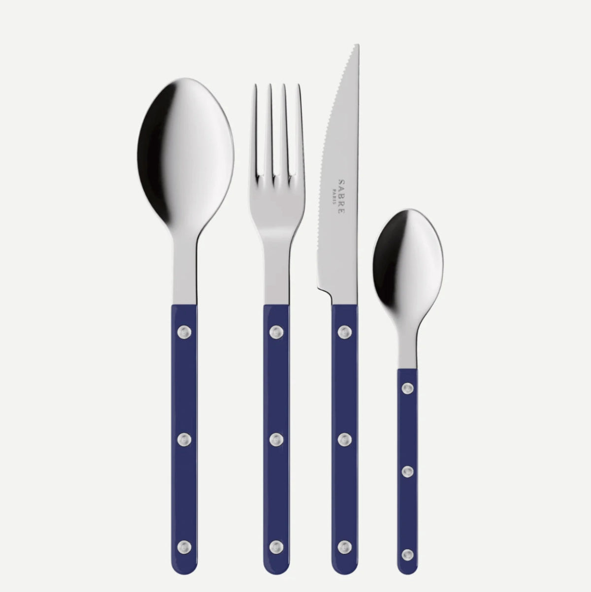 sabre bistrot bestickset marinblå mot vit bakgrund