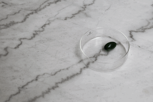 Clear Little Bowl with Green Olive